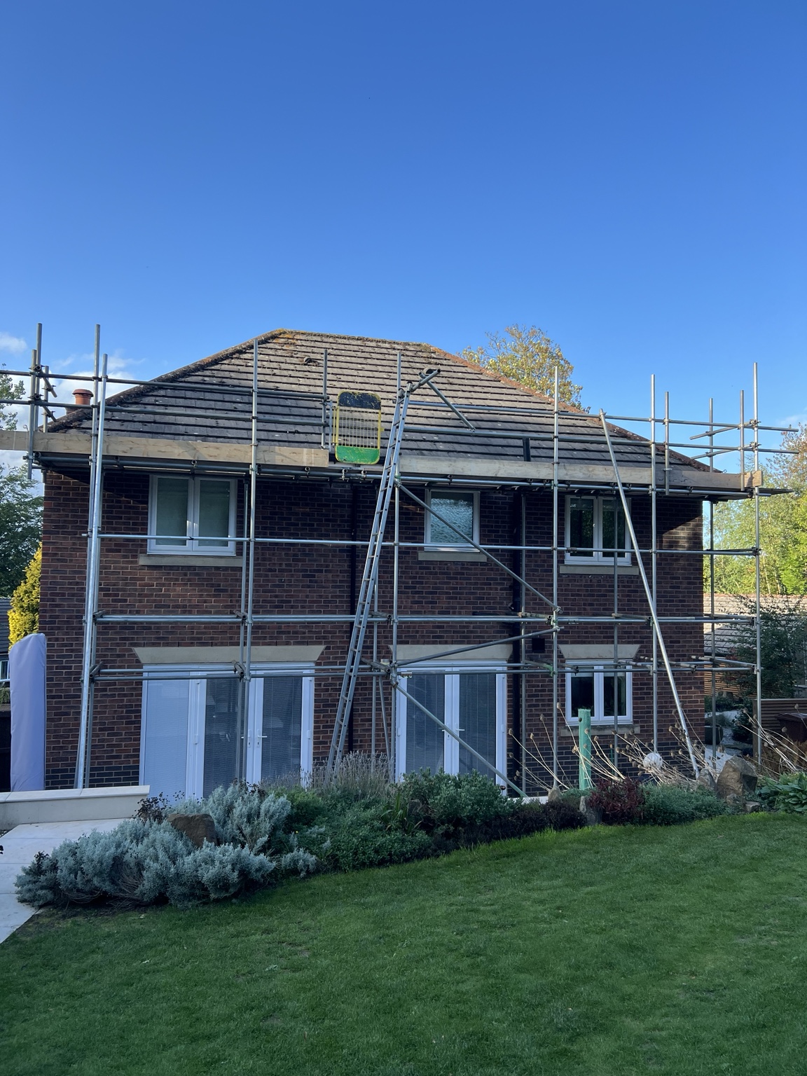 Middlewich: scaffolding for solar panels