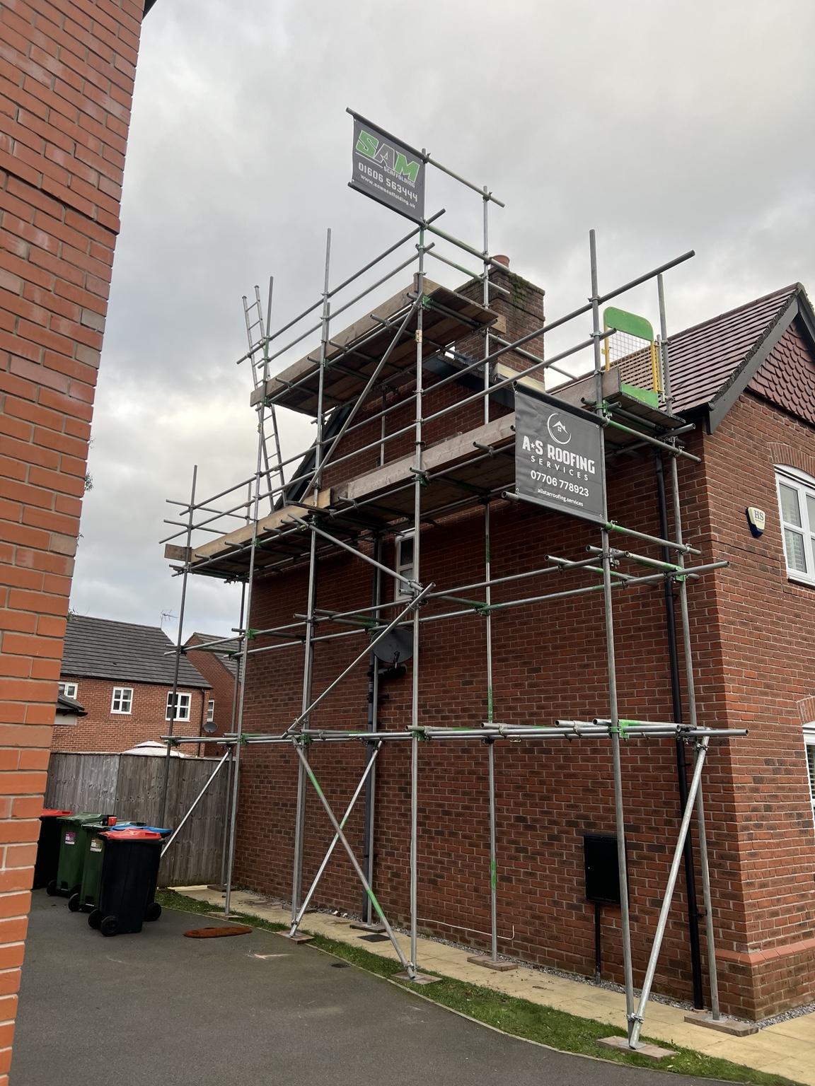Northwich: scaffolding for chimney repairs